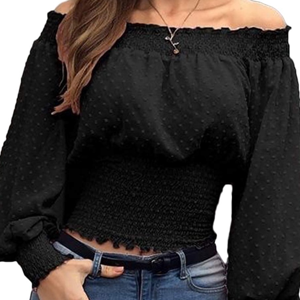 Black flowy shirt smocked top